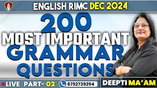 200 Most important grammar question  English Classes  RIMC Online Coaching  RIMC Dec 2024 [upl. by Bowne]