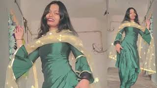 Girl in Green SatinSilk Dancing with Punjabi Song [upl. by Ilah]