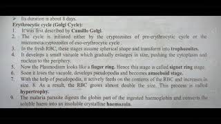 NOTES FOR PLASMODIUM VIVAX IN MAN PHASE  INTER 1ST YEAR  BY PHANINDRA GUPTA [upl. by Carlina]