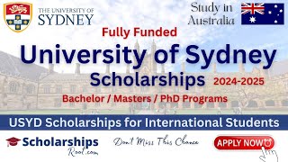 University of Sydney Scholarships for International Students in Australia 2024  Fully Funded  USYD [upl. by Maureen661]