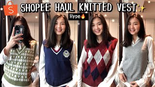 SHOPEE HAUL KNITTED VESTROMPI RAJUT ALA KOREA  WAJIB BORONG DIBAWAH 100RIBU [upl. by Llednol]