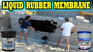 How to seal Concrete amp CMU block walls and foundations with Liquid Rubber Waterproof Coatings DIY [upl. by Hnahym]