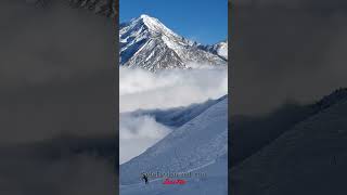 Skiing over the clouds and a glacier SaasFee at Spielboden and Langfluh [upl. by Anahpos]