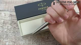 Parker Jotter Stainless Steel Gold Trim Ballpoint Pen  Unboxing and Laser Engraving [upl. by Waverley]