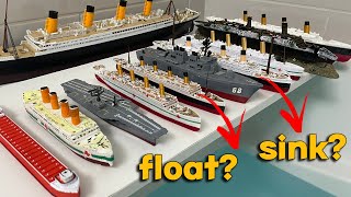 We Tested All These Ships in the Water  Titanic Britannic Fitzgerald  Will they Sink or Float [upl. by Sollie410]