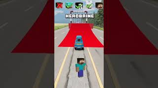 NOOB vs PRO vs HACKER vs HEROBRINE Car jump challenge 😎🚗 shorts beamngdrive [upl. by Assirak]