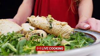 ❤️ LIVE Cooking 19  Turkey Roulades with Mushrooms in Creamy Sauce ASMR [upl. by Enriqueta135]