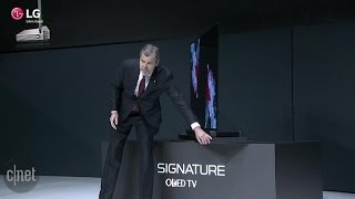 CNET News  LG debuts ultraslim 257mm OLED TV [upl. by Elisabet532]