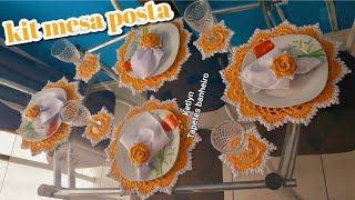 kit mesa posta ametista crochet sousplatemcroche [upl. by Kerek13]