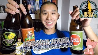 BEER REVIEW 204  RUSSIAN RIVER BREWING  PLINY THE ELDER VS BLIND PIG VS HAPPY HOPS IPA [upl. by Edurtreg]