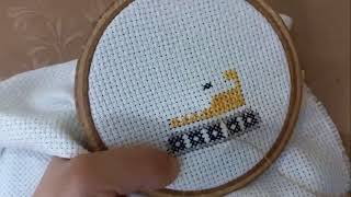 Cross Stitch embroidery Bulldozer Cross stitch embroidery tutorial cross stitch embroidery [upl. by Brazee423]