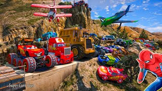 Cars McQueen Monster Truck 8x8 Mack Hauler Superfly Fishtail Jackson Storm Richie Gunzit Racing Toys [upl. by Ruthie]