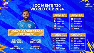 Full Schedule of ICC T20 WC 2024 India’s matches Group of Death amp the return of Super 8 [upl. by Gamber]