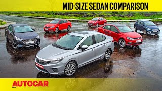 City vs Verna vs Ciaz vs Vento vs Rapid vs Yaris  The Best Sedan Is  Comparison  Autocar India [upl. by Vaios]