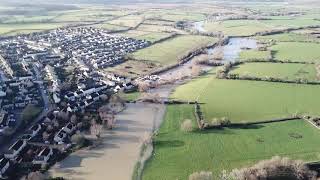 Aerial view of flooding in Malmesbury North Wiltshire in December 2020 [upl. by Dorree769]