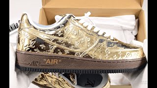 Louis Vuitton Nike Air Force 1 Low Metallic Gold [upl. by Assirac]