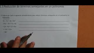 13 Reducción de términos semejantes en un polinomio  Cuaderno de ejercicio numeral 2 [upl. by Lezlie]