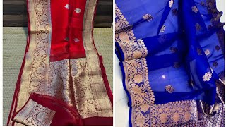 Banarsipure kora organza silkhand loom sareewhatsapp 9527470809 [upl. by Streeto]