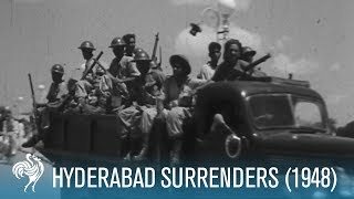 General El Edroos Troops Surrender in Hyderabad India 1948  British Pathé [upl. by Vez]