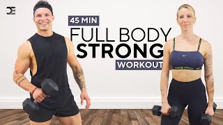 45 Min FULL BODY DUMBBELL WORKOUT  Strength amp Muscle Building with Weights [upl. by Maillij]