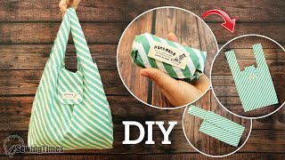 DIY Folding Shopping Bag  How to make a Unlined Grocery Bag sewingtimes [upl. by Hildagarde]