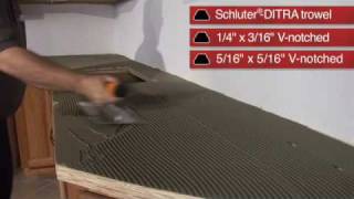 Schluter® Countertop System Installation Segment 1 PlywoodDITRA [upl. by Ahsykal527]