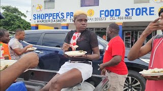 Travel eating  Callaloo amp saltfish w bake beans  white rice [upl. by Luzader]