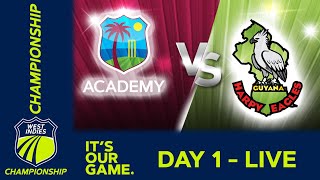 🔴 LIVE WI Academy v Guyana  Day 1  West Indies Championship 2024  Wednesday 21st February [upl. by Nel]