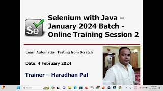 Selenium WebDriver with Java  Online Automation Testing Training  January 2024 Batch  Session 2 [upl. by Adolfo922]