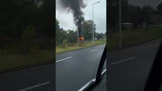 Spłonął drewniany domek holenderski w Starej Olesznej [upl. by Noirda]