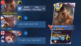 PAQUITO “NO SKIN” BUT WORLD COLLECTOR PRANK IN RANKED THEY ARE MAD BEFORE MATCH 😂  MLBB [upl. by Cummins]