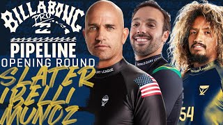 Kelly Slater Ibelli Munoz  Billabong Pro Pipeline 2023  Opening Round Heat Replay [upl. by Eilyr]