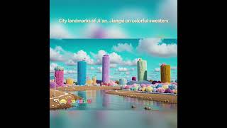 City landmarks of Jian Jiangxi on colorful sweaters AIJiangxi MeetJiangxi [upl. by Mueller]