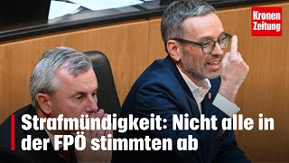 Strafmündigkeit Nicht alle in der FPÖ stimmten ab  kronetv NEWS [upl. by Cantone]