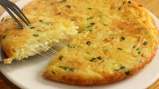 Potatoes Eggs Chesse Only 3 Ingredient Grated Potato Omelette Simple Healthy Breakfast [upl. by Pace]