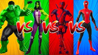 SUPERHERO COLOR DANCE CHALLENGE Hulk vs SheHulk vs Deadpool vs Spiderman [upl. by Airod]