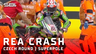 Rea crashes at Most Turn 2 in Superpole 💥  CZEWorldSBK 🇨🇿 [upl. by Formenti949]