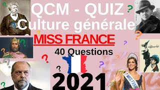 QCM  Quiz Culture Générale  Miss France 2021 le quiz sur lequel les candidates ont planché [upl. by Ifar]