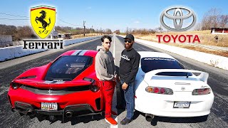 Toyota Supra vs Ferrari 488 Pista  DRAG RACE [upl. by Eustace419]