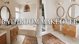 Master Bath Makeover  New Floors  Ikea Vanity Hack [upl. by Acinad]