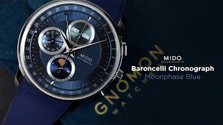 Midos Latest Gem Mido Baroncelli Chronograph Moonphase Blue Ref M0276251704100 [upl. by Navar]