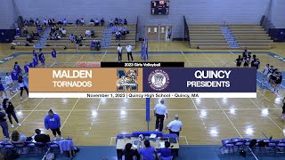 QATV Sports Malden vs Quincy Girls Volleyball  November 1 2023 [upl. by Nodlehs601]