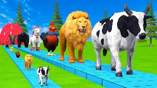 Paint amp Animals CowGorillaElephantGiraffeSheepLion Fountain Crossing Transformation Cartoon [upl. by Sully]