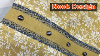 Joint lace neck design cutting and stitching  New neck design  sapphire dress designing [upl. by Matuag]