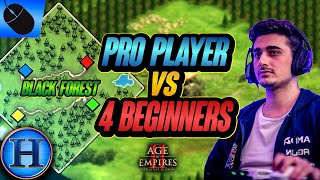 Pro Player vs 4 Beginners on BLACK FOREST  AoE2 [upl. by Hanfurd108]