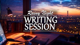 Rainy night writing  Immersive Sprint Session for Writers Typing rain amp chill music [upl. by Nikkie]