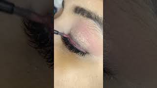 Soft pink eyeliner with glitter eye 🤩 how to soft pink eye makeup 💄eyemakeup shorts [upl. by Eelrebmik]