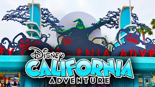 Gloomy Halloween Morning at Disney California Adventure Walkthrough amp Halloween Decorations 4K [upl. by Nedrah]