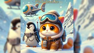 🐈Cute Cat And Penguin Friend🐧cat cats catshorts ai funny kitten cutecats cute MCUstoryStar [upl. by Ahsekam]