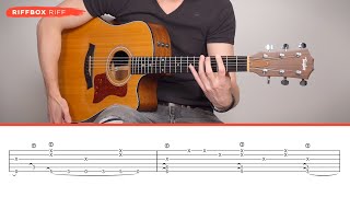 Percussive Fingerstyle Guitar Riff RIFFBOX RIFF  TABs [upl. by Santa]